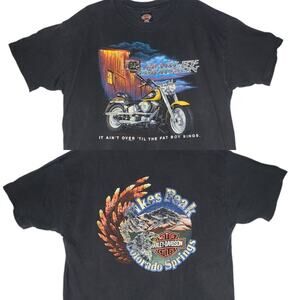 Vtg 1996 HARLEY DAVIDSON Fat Boy T Shirt Hanes Beefy Pikes Peak Colorado XL